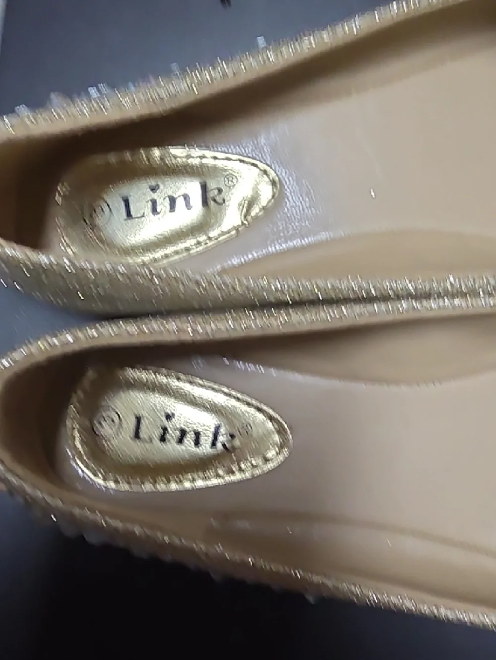Link Girls' Gold Glitter Jewel Ballet Flats
